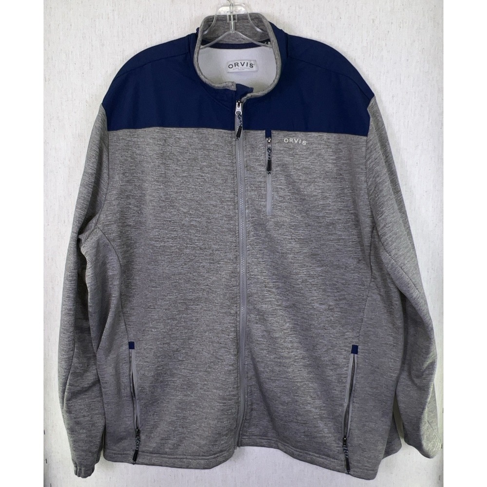 Orvis Mens Size 2XL Full Zip Lightweight Jacket‎ w/pockets Gray / Blue ✅